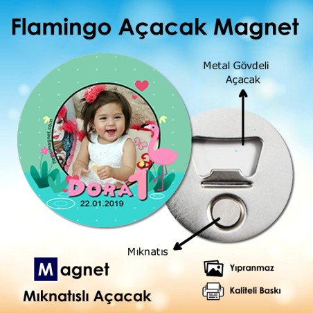 Flamingo Temalı Açacak Magnet