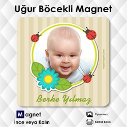 Çiçekli Kelebekli Fotoğraflı Magnet