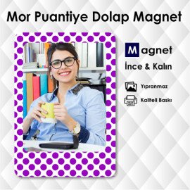 Mor Puantiye Hediyelik Buzdolabı Magnetleri