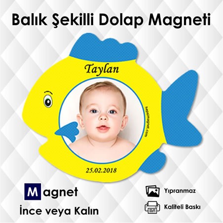 Sevimli Balık Şekilli Fotoğraflı Magnet