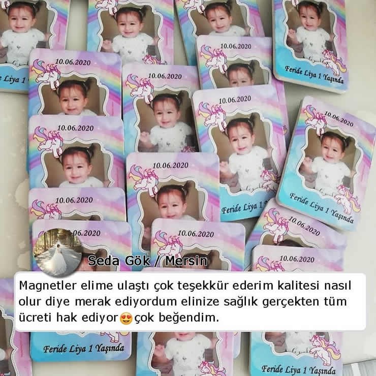 Unicorn Tasarımlı Kız Bebek ve Çocuk Magneti