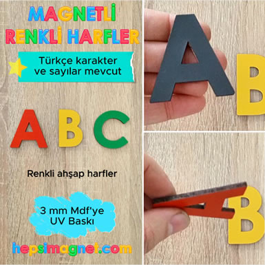 Magnetli Ahşap Renkli Harfler